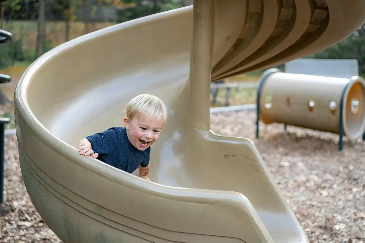 A child on a slide 